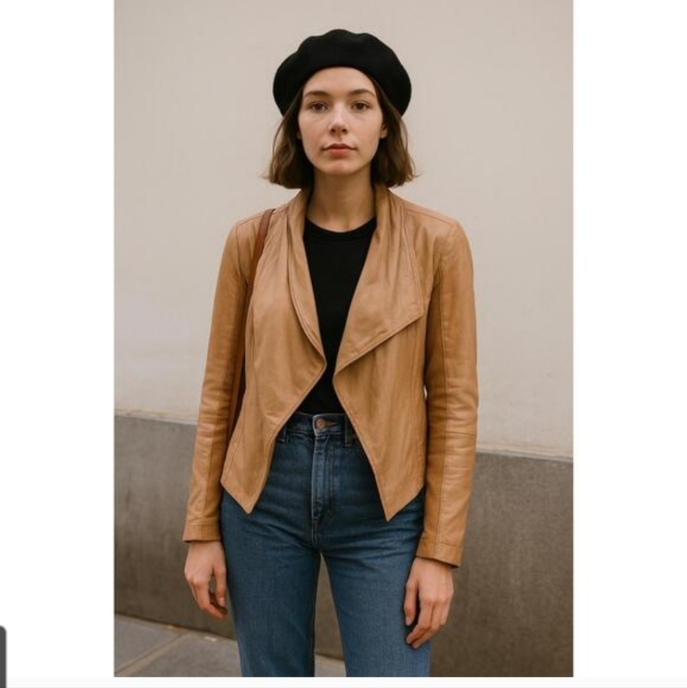 Buttery Soft Trouve Camel Leather Women's Jacket Size M, New With Tags!